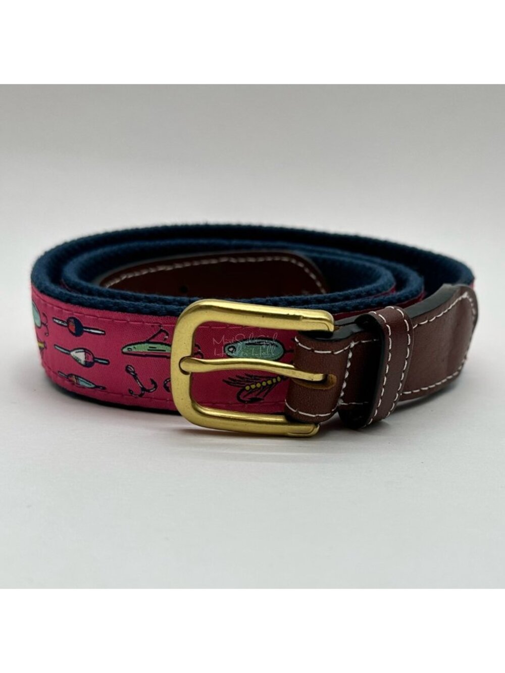 Simply Southern Collection Fishing Theme Ribbon Style Belt Size 36